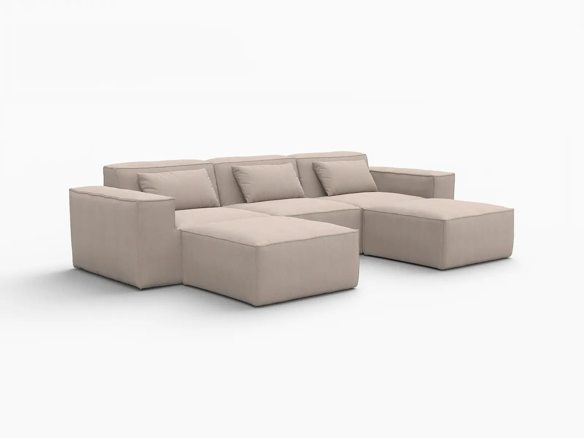 Forma Brown 3-Seater U-Shaped Sectionals | 5-Piece (includes 2 ottomans), Cloud Velvet Fabric, Fixed Upholstery