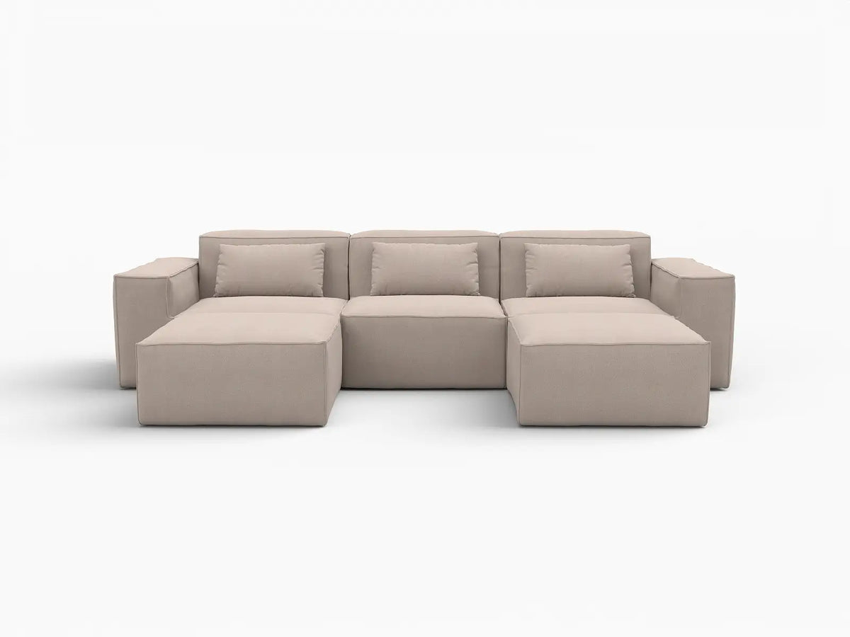 Forma Brown 3-Seater U-Shaped Sectionals | 5-Piece (includes 2 ottomans), Cloud Velvet Fabric, Fixed Upholstery