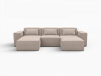 Forma Brown 3-Seater U-Shaped Sectionals | 5-Piece (includes 2 ottomans), Cloud Velvet Fabric, Fixed Upholstery