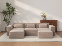 Forma Brown 3-Seater U-Shaped Sectionals | 5-Piece (includes 2 ottomans), Cloud Velvet Fabric, Fixed Upholstery