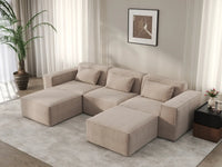 Forma Brown 3-Seater U-Shaped Sectionals | 5-Piece (includes 2 ottomans), Cloud Velvet Fabric, Fixed Upholstery