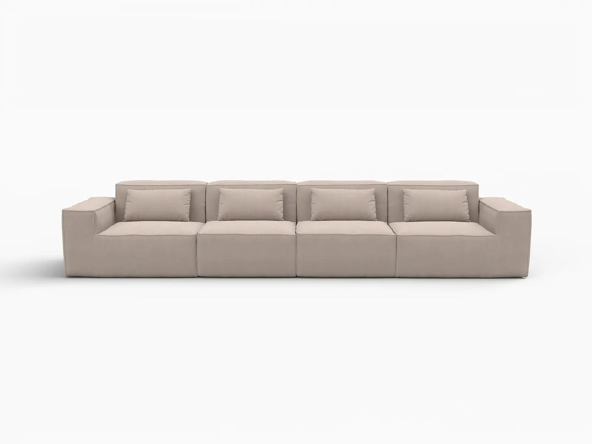 Forma Brown 4-Seater Couch Sectionals | 4-Piece, Cloud Velvet Fabric, Fixed Upholstery