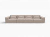 Forma Brown 4-Seater Couch Sectionals | 4-Piece, Cloud Velvet Fabric, Fixed Upholstery
