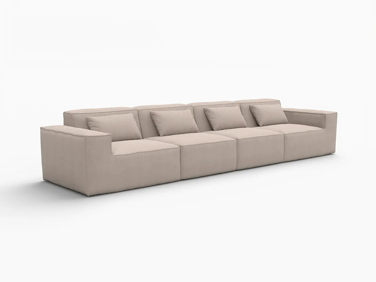 Forma Brown 4-Seater Couch Sectionals | 4-Piece, Cloud Velvet Fabric, Fixed Upholstery