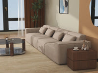 Forma Brown 4-Seater Couch Sectionals | 4-Piece, Cloud Velvet Fabric, Fixed Upholstery