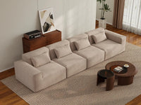 Forma Brown 4-Seater Couch Sectionals | 4-Piece, Cloud Velvet Fabric, Fixed Upholstery