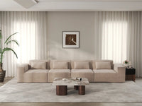Forma Brown 4-Seater Couch Sectionals | 4-Piece, Cloud Velvet Fabric, Fixed Upholstery
