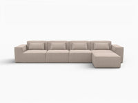 Sofá modular en forma de L Matrix de 4 plazas, color marrón | 5 piezas (incluye 1 otomana), tela Cloud Velvet, gran capacidad.