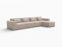 Sofá modular en forma de L Matrix de 4 plazas, color marrón | 5 piezas (incluye 1 otomana), tela Cloud Velvet, gran capacidad.