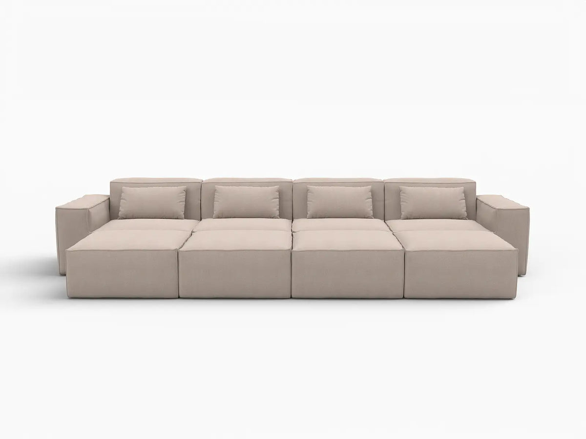 Forma Brown 4-Seater Pit Sectionals | 8-Piece (includes 4 ottomans), Cloud Velvet Fabric, Fixed Upholstery