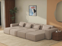 Forma Brown 4-Seater Pit Sectionals | 8-Piece (includes 4 ottomans), Cloud Velvet Fabric, Fixed Upholstery