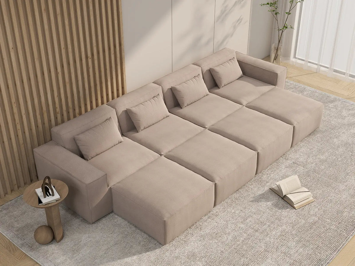 Forma Brown 4-Seater Pit Sectionals | 8-Piece (includes 4 ottomans), Cloud Velvet Fabric, Fixed Upholstery
