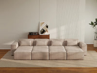 Forma Brown 4-Seater Pit Sectionals | 8-Piece (includes 4 ottomans), Cloud Velvet Fabric, Fixed Upholstery