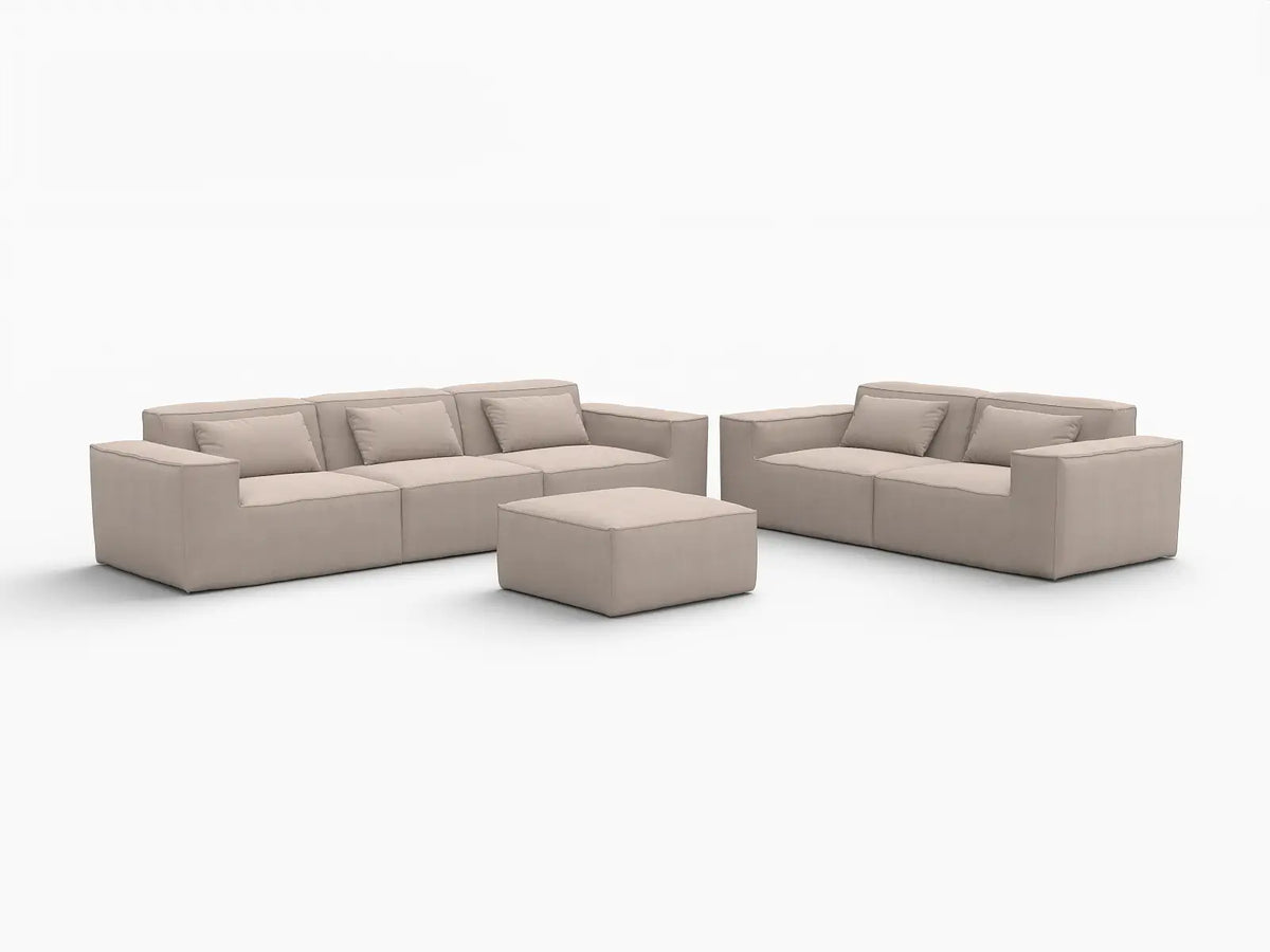 Forma Brown 5-Seater Sofa Sets | 6-Piece (includes 1 ottoman), Cloud Velvet Fabric, Fixed Upholstery