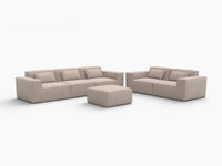 Forma Brown 5-Seater Sofa Sets | 6-Piece (includes 1 ottoman), Cloud Velvet Fabric, Fixed Upholstery