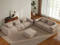 Forma Brown 5-Seater Sofa Sets | 6-Piece (includes 1 ottoman), Cloud Velvet Fabric, Fixed Upholstery