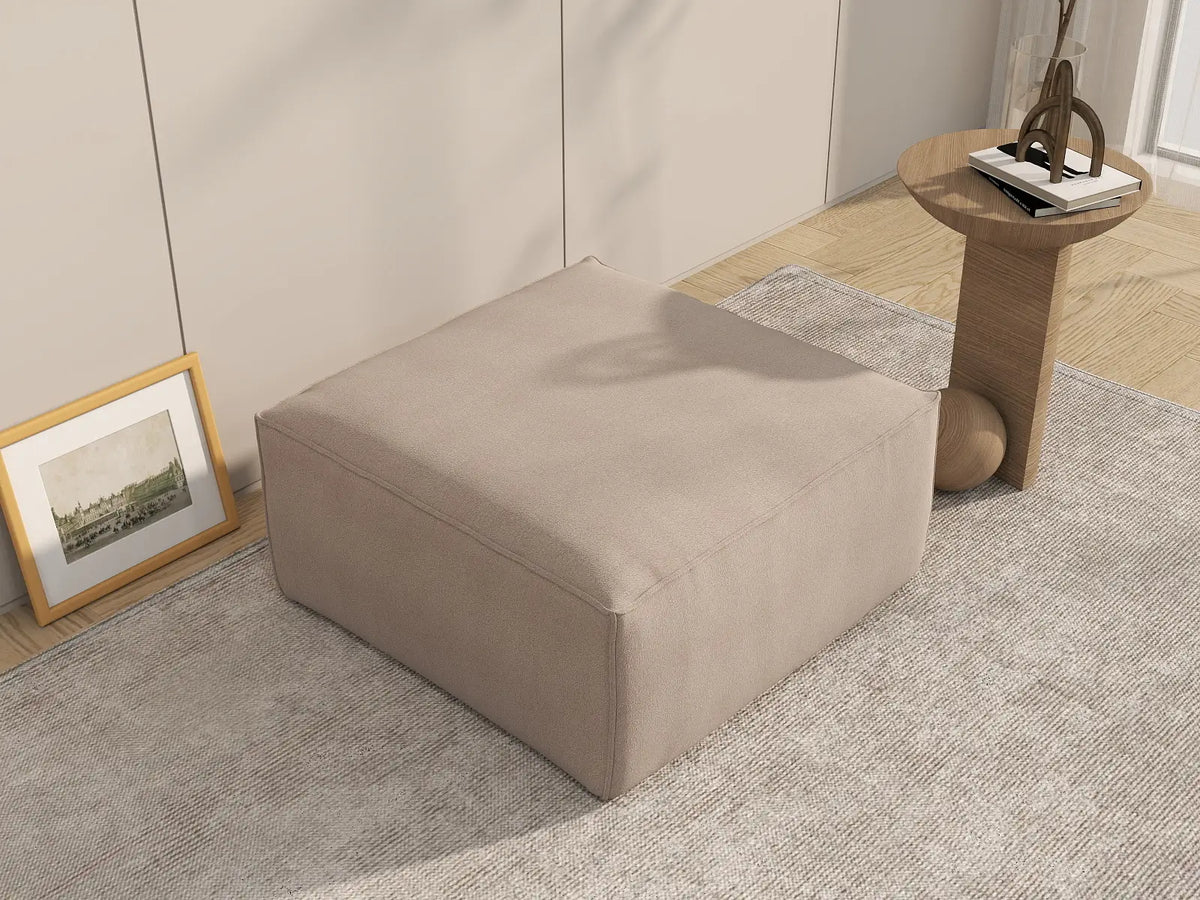 Brown Ottoman | 1-Piece, Cloud Velvet Fabric, Fixed Upholstery