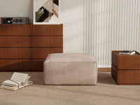 Brown Ottoman | 1-Piece, Cloud Velvet Fabric, Fixed Upholstery