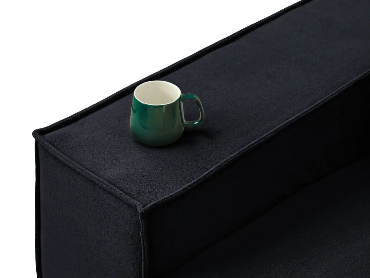 Forma Black 1-Seater Single Sofa | 1-Piece, Cloud Velvet Fabric, Fixed Upholstery