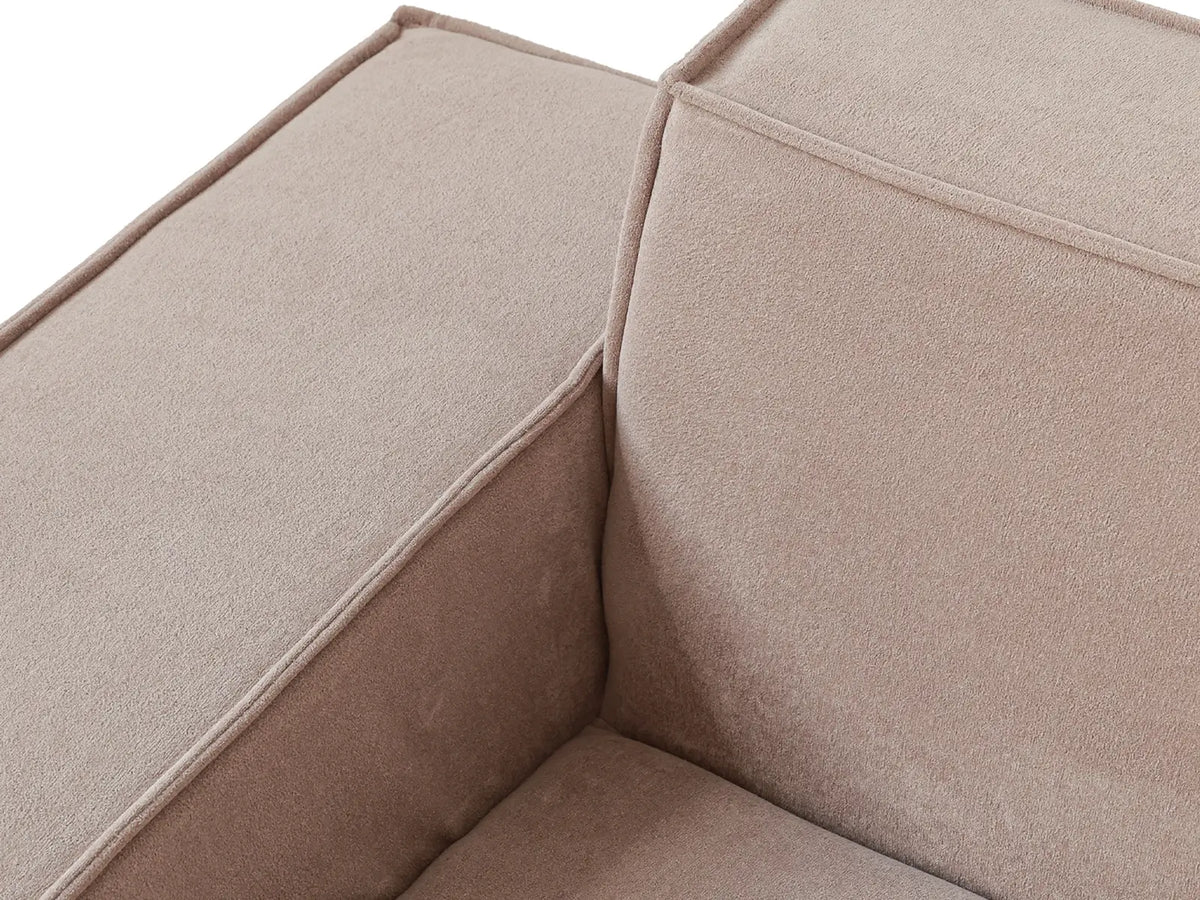 Forma Brown 1-Seater Single Sofa | 1-Piece, Cloud Velvet Fabric, Fixed Upholstery