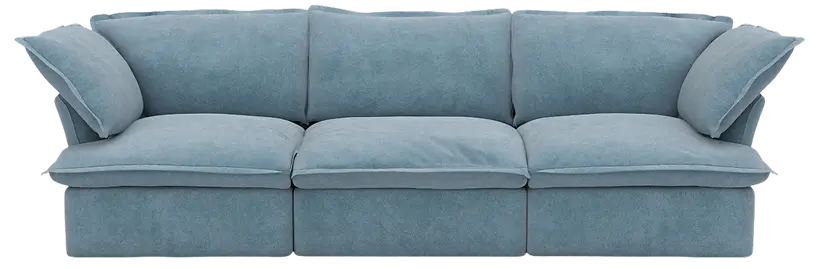 Light blue velvet sofa