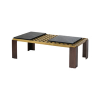 Grandeur Faux Marble Coffee Table | 48" Yellow Rectangular With Removeable Marble Slab