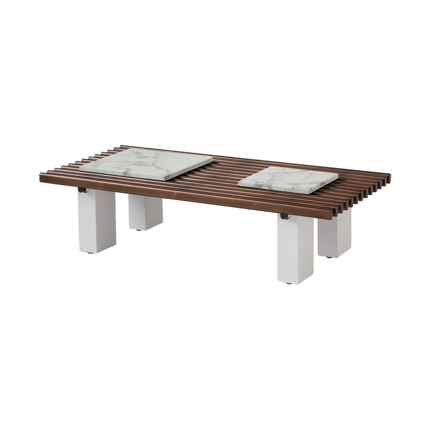 Grandeur Faux Marble Coffee Table | 48" Copper Rectangular With Removeable Marble Slab