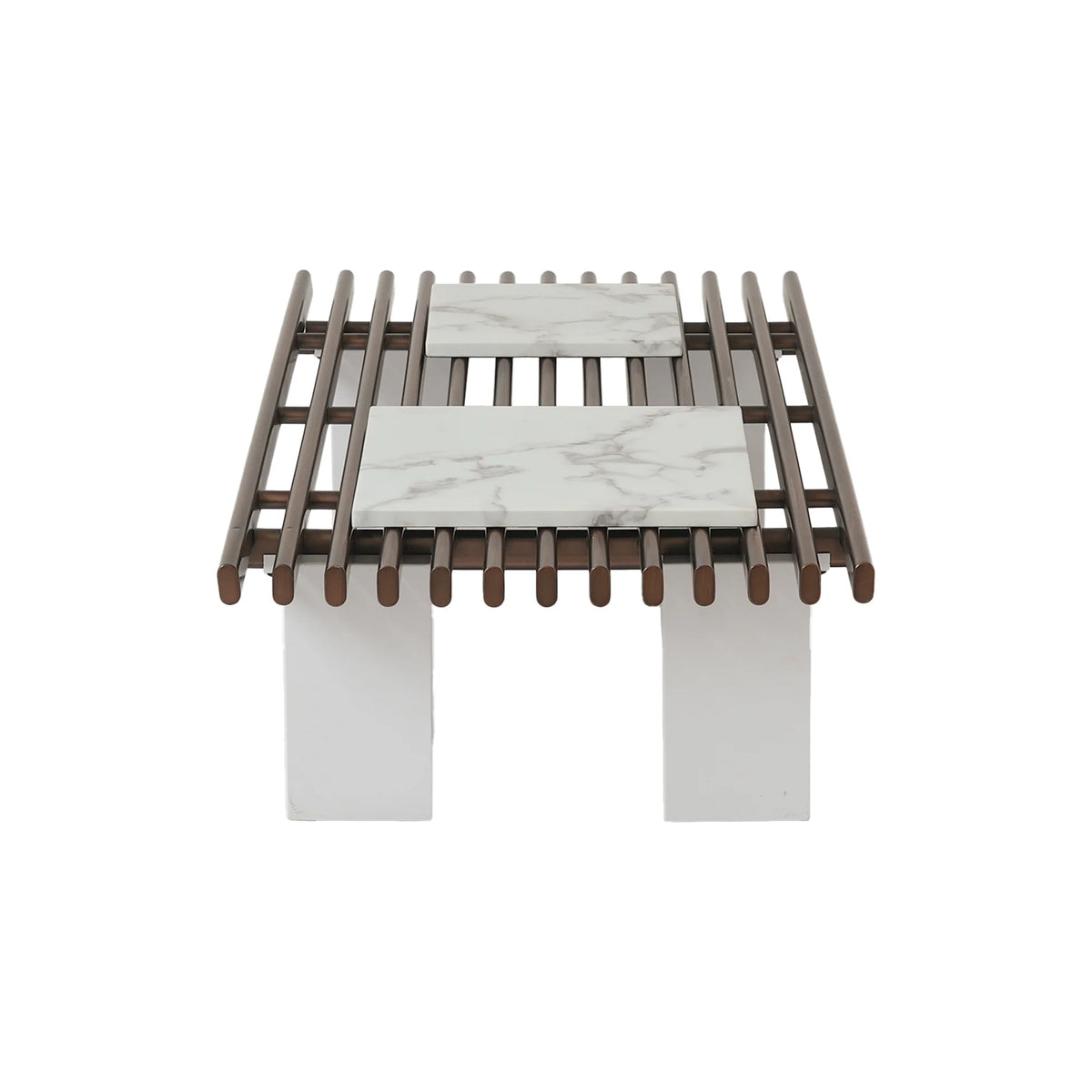 Grandeur Faux Marble Coffee Table | 48" Copper Rectangular With Removeable Marble Slab