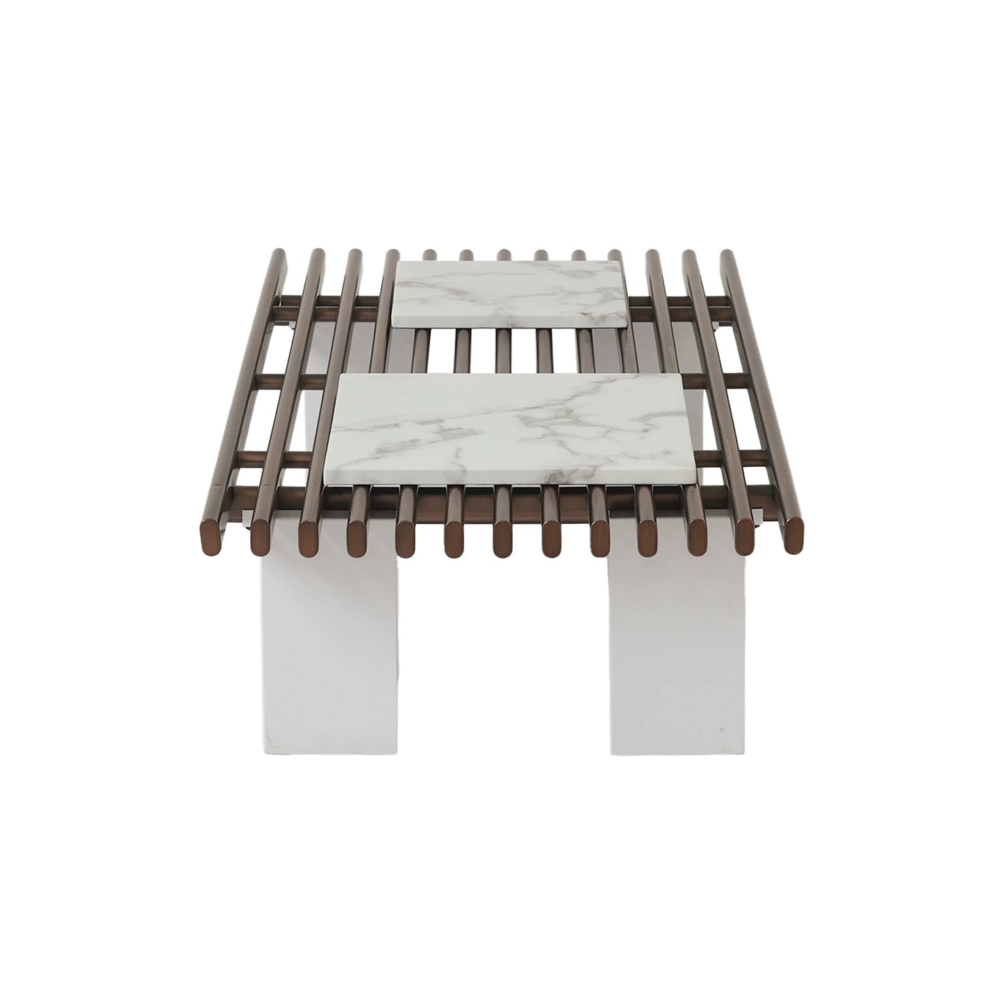 Grandeur Faux Marble Coffee Table | 48" Copper Rectangular With Removeable Marble Slab