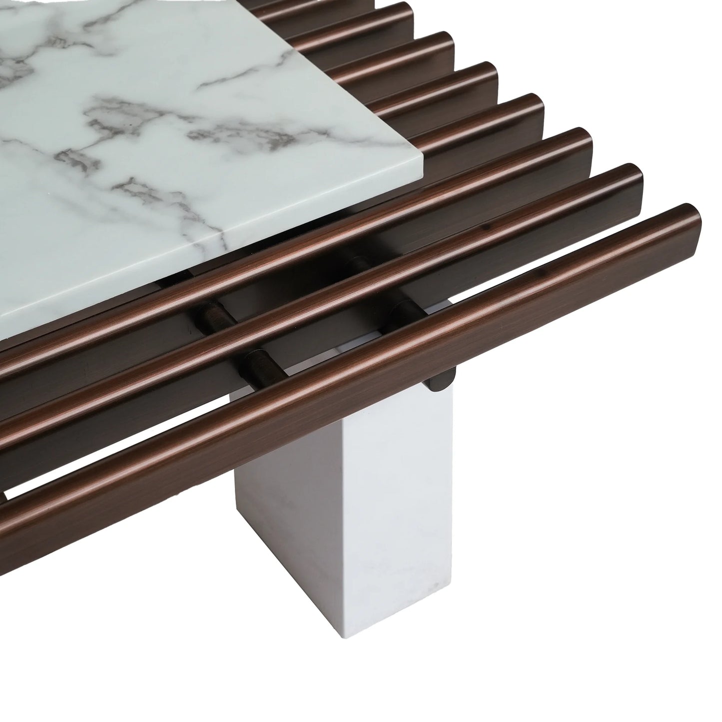 Grandeur Faux Marble Coffee Table | 48" Copper Rectangular With Removeable Marble Slab