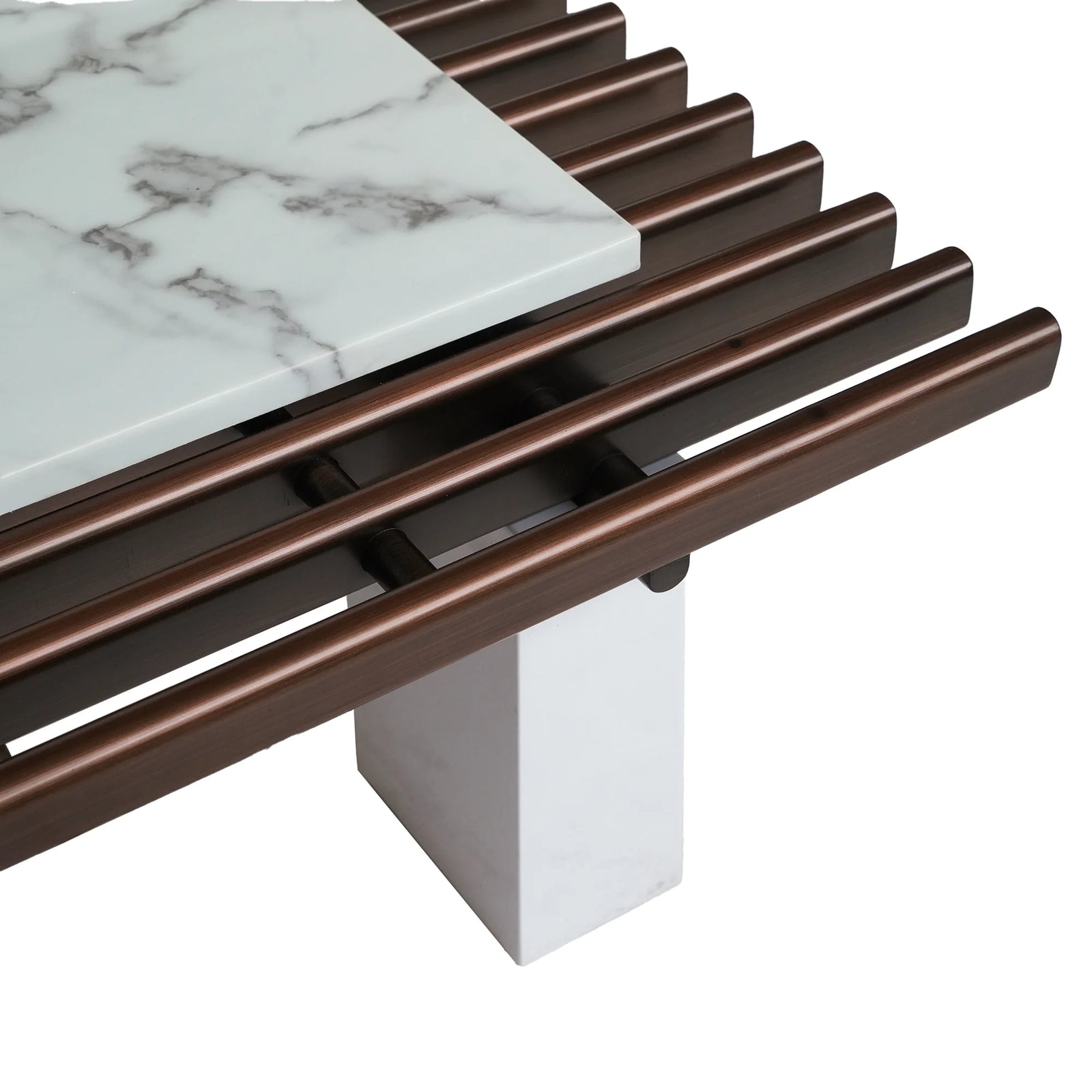 Grandeur Faux Marble Coffee Table | 48" Copper Rectangular With Removeable Marble Slab