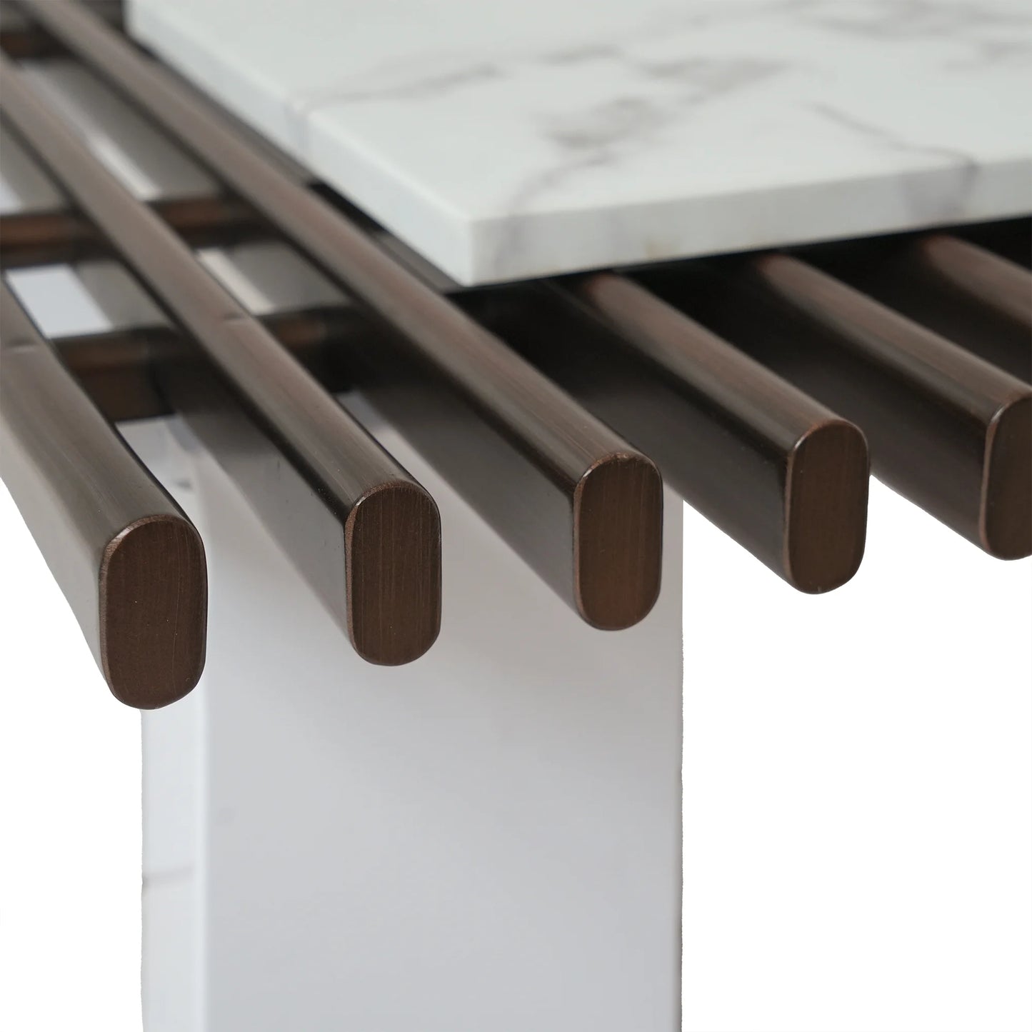 Grandeur Faux Marble Coffee Table | 48" Copper Rectangular With Removeable Marble Slab