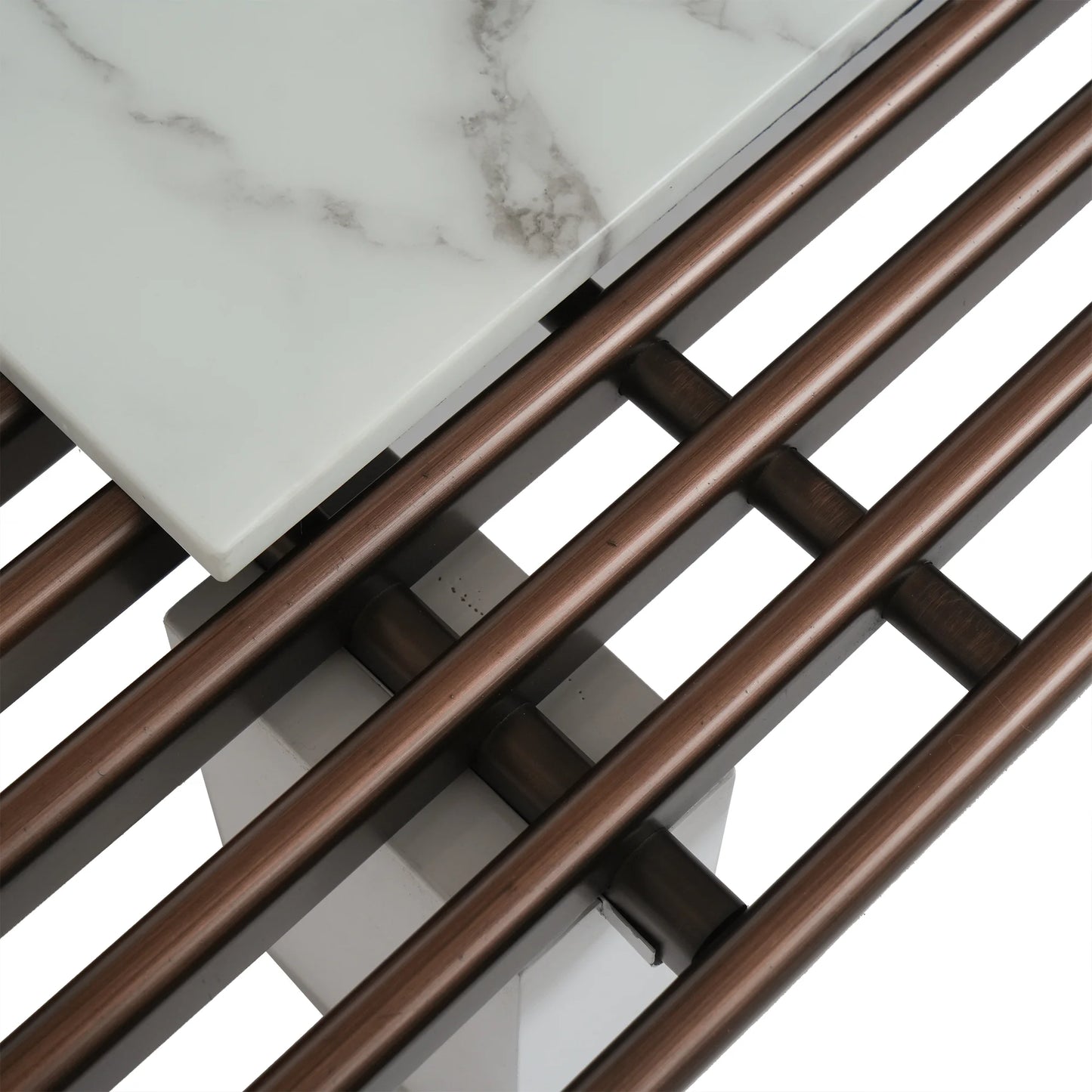 Grandeur Faux Marble Coffee Table | 48" Copper Rectangular With Removeable Marble Slab