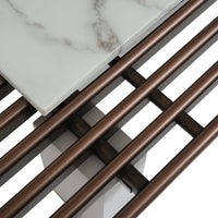 Grandeur Faux Marble Coffee Table | 48" Copper Rectangular With Removeable Marble Slab