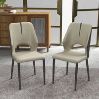 Vegan Open Back Dining Chair | Gray PU Leather Set of 2