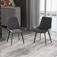 Vegan Full Back Dining Chair | Gray PU Leather Set of 2