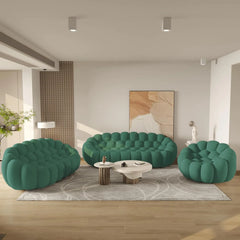 Essential Floor Sofas | Green 3D Knitted Fabric Couch Sectionals 6-seaters