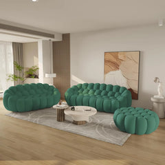 Essential Floor Sofas | Green 3D Knitted Fabric L shaped Sectionals 5-seaters with 1 Ottoman