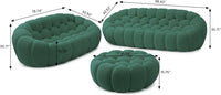 Essential Floor Sofas | Green 3D Knitted Fabric L shaped Sectionals 5-seaters with 1 Ottoman
