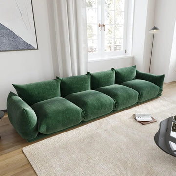 Matrix 4-Seater Green Modular Couch Sectional | 4-Piece, Chenille Fabric, Large Space