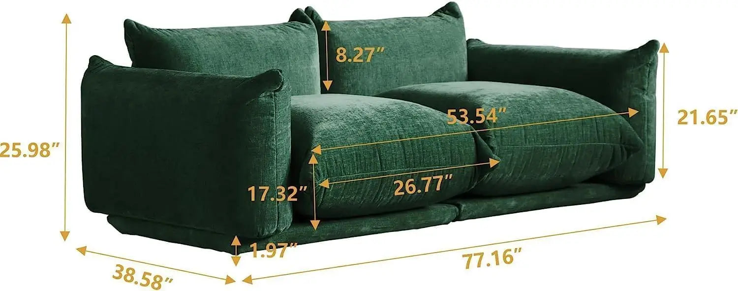 Sofá modular de dos plazas Matrix verde | 2 piezas, tela de chenilla, ideal para apartamentos