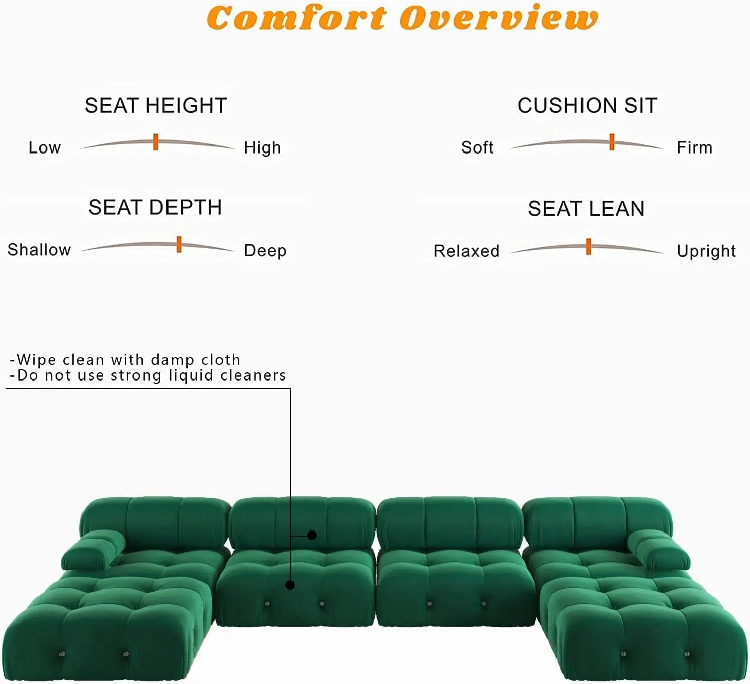 Matrix 1-Seater Green Modular Single Sofa | 1-Piece, Velvet Fabric, Apartment Friendly