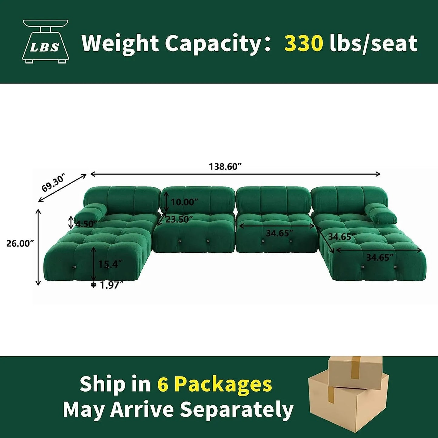 Matrix Minimalist Modular Sofas | Green Velvet Couch Sectionals 4-seaters