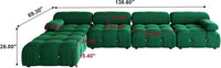 Matrix Minimalist Modular Sofas | Green Velvet Couch Sectionals 4-seaters with 1 Ottoman