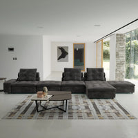 Deluxe Adjustable Cloud Sectional Sofas | Grey Frosted Velvet Couch Sectionals 3-seaters