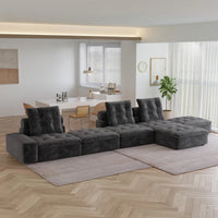Deluxe Adjustable Cloud Sectional Sofas | Grey Frosted Velvet Couch Sectionals 3-seaters