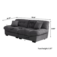 Essential Loveseat Lazy Sofas | Grey Frosted Velvet Loveseats 2-seaters 89"