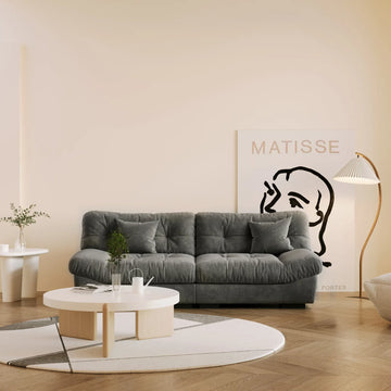 Sofás Biplaza Esenciales de Terciopelo Esmerilado Gris | 2 Piezas, Tela de Terciopelo Esmerilado, Diseño Compacto