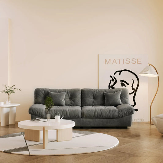 Essential Loveseat Lazy Sofas | Grey Frosted Velvet Loveseats 2-seaters 89"