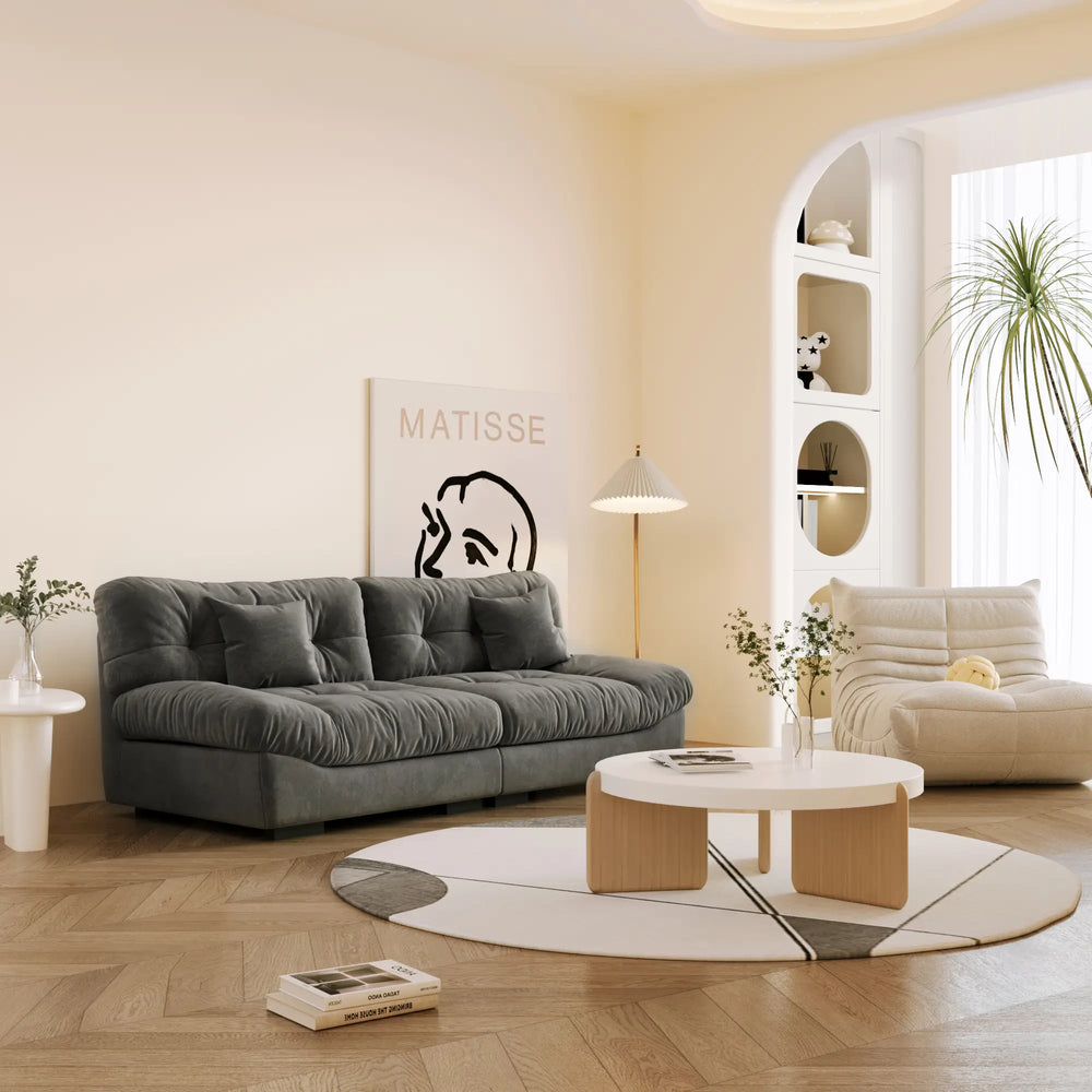 Essential Loveseat Lazy Sofas | Grey Frosted Velvet Loveseats 2-seaters 89"
